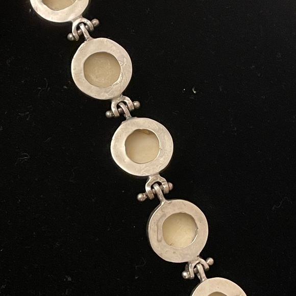 Carved Bone Moon Face Sterling Silver Bracelet with Toggle Clasp - Picture 2 of 6